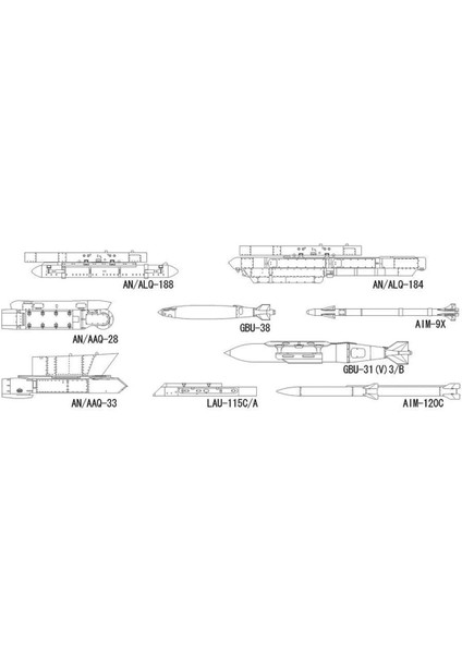 X48-17 36117 1/48 Ölçek, Savaş Uçağı Silahları-E, Plastik Model Kiti modelleri