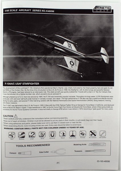 K48096 1/48 Ölçek, F-104A/C (Usaf Startfighter) Savaş Uçağı, Plastik Model Kiti fırsatları