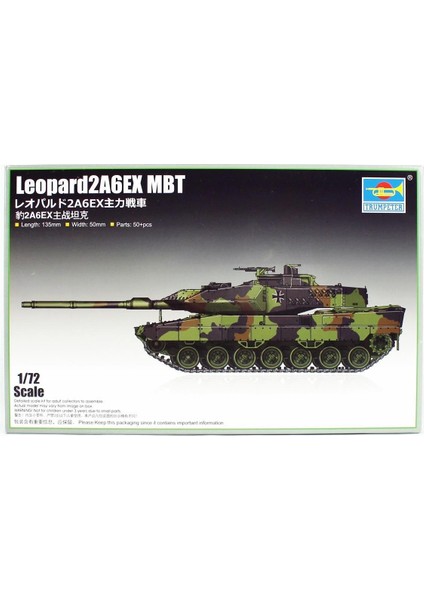 07192 1/72 Ölçek, Alman Leopard 2A6 Ex Ana Muharebe Tanklı, Plastik Model Kiti