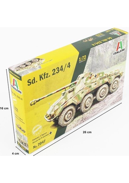 7047S 1/72 Ölçek, Sd. Kfz. 234/4 Zırhlı Araç, Plastik Model Kiti modelleri