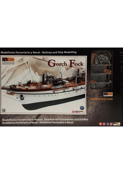 15003 1/95 Ölçek, Gorch Fock, 95 Cm. Yelkenli Alman Askeri Eğitim Teknesi, Ahşap Model Kiti