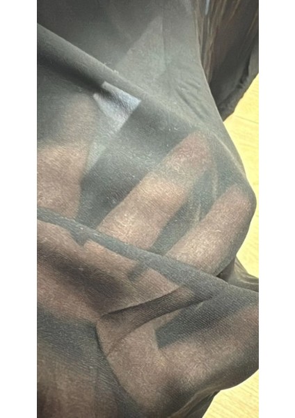 Kuş Tüyü Şifon Siyah Kumaş