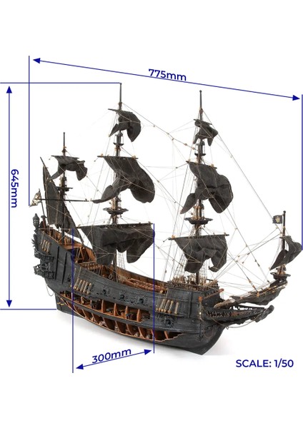14010 1/50 Ölçek, Flying Dutchman, 78 Cm. Yelkenli Efsanevi Hayalet Gemi, Ahşap Model Kiti indirimleri