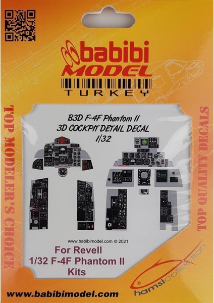 B3D-0004 1/32 Ölçek, F-4f Phantom Iı, Kokpit Detayları, 3 Boyutlu Dekal Çıkartma