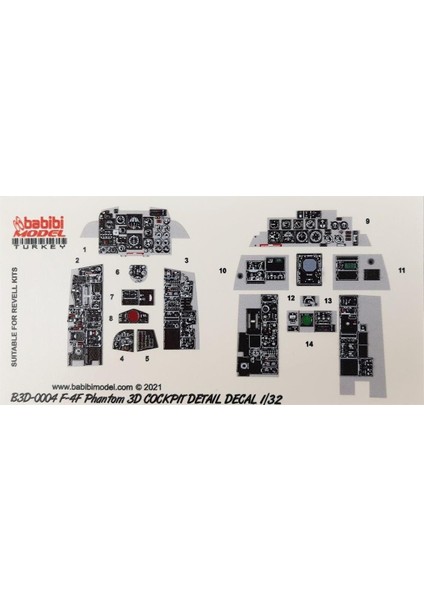 B3D-0004 1/32 Ölçek, F-4f Phantom Iı, Kokpit Detayları, 3 Boyutlu Dekal Çıkartma modelleri