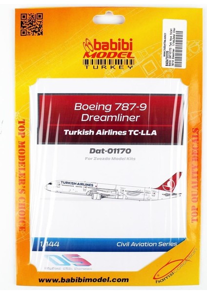 DAT-01170 1/144 Ölçek, Türk Hava Yolları 787-9 Dreamliner, Dekal Çıkartma