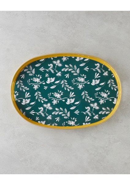 Leafscape Pp Tepsi 44X30 cm Beyaz - Yeşil