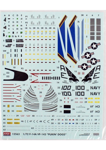 12563 1/72 Ölçek, Usn F-14A (VF-143 Pukin Dogs) Savaş Uçağı, Plastik Model Kiti modelleri