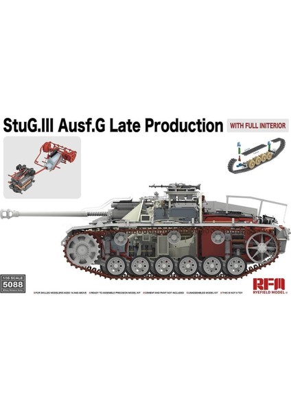 5088 1/35 Ölçek, Stug.ııı Ausf.g, Geç Dönem Tankı, Iç Detaylı, Plastik Model Kiti