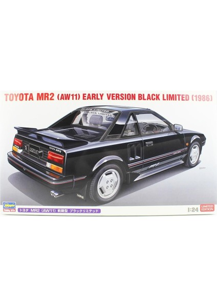 20693 1/24 Ölçek, Toyota Mr2 (AW11) Early Version Black Limited (1986), (Limited Edition) Otomobil Plastik Model Kiti