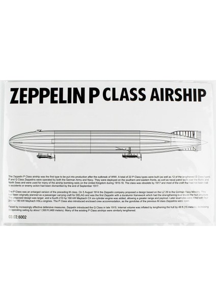 6002 1/350 Ölçek, P Sınıfı Zeplin, Plastik Model Kiti fırsatları