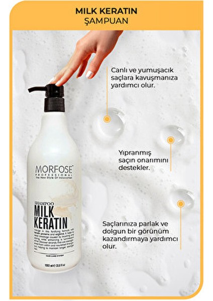 Milk Keratin Saç Bakım Seti 1000 ml Keratin İçerikli Saç Kremi ve Şampuan modelleri