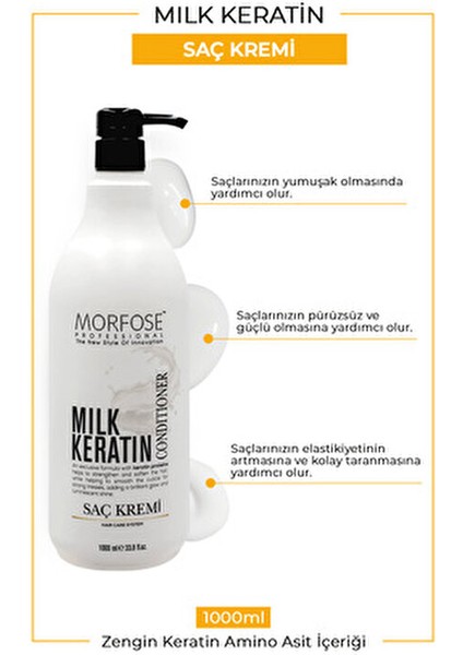 Milk Keratin Saç Bakım Seti 1000 ml Keratin İçerikli Saç Kremi ve Şampuan fırsatları