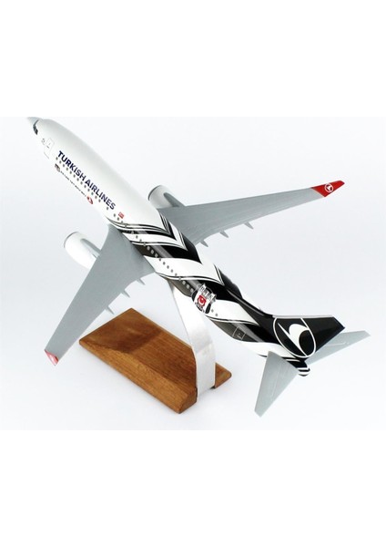 006 1/100 Ölçek, Thy Beşiktaş Logolu B737-800 Yolcu Uçağı, Sergilemeye Hazır Ahşap Standlı Model modelleri
