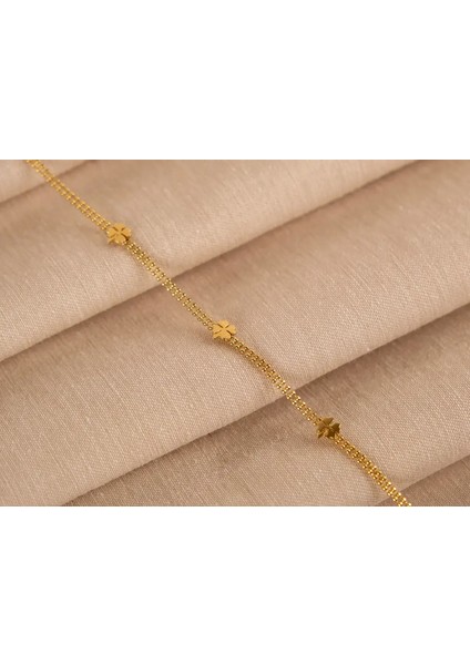 Lovely Altın Yonca Top Zincir Bileklik
