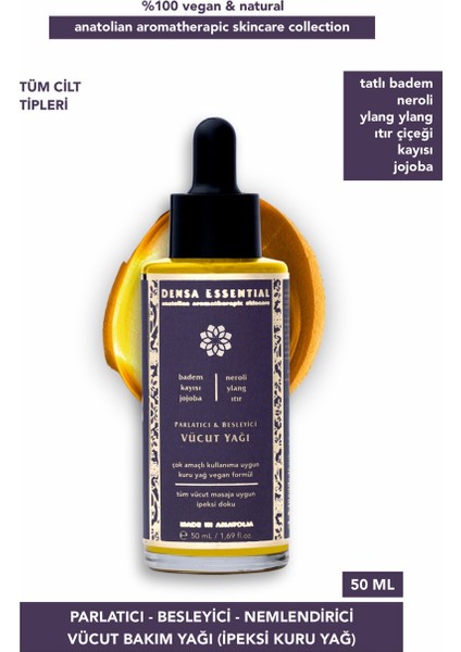 Parlatıcı & Besleyici Vücut Yağı - Ipeksi Kuru Yağ 50 ml / Derin Nemlendirme Etkili