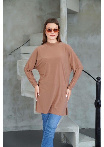 Tesettür Extra Uzun Tunik -Tarçın