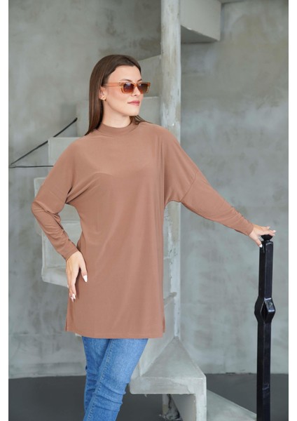 Tesettür Extra Uzun Tunik -Tarçın modelleri