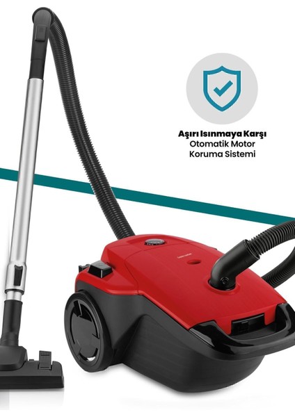Kırmızı 4l Geniş Kapasiteli Hız Ayarlı Toz Torbalı Elektrikli Süpürge modelleri