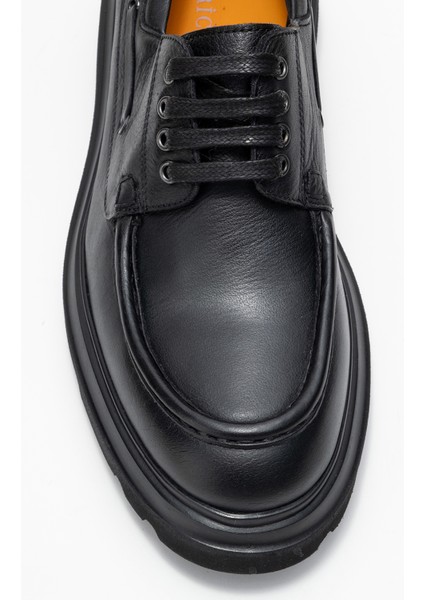 Erkek Yüksek Taban Bağcıklı Loafer Gerçek Deri Fr 54084 Siyah fiyatları