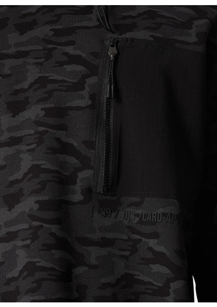 Kapişonlu Göğsü Fermuar ve Garni Detaylı Kamuflaj Sweatshirt fiyatları