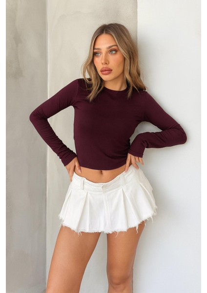 Parmak Geçirme Detaylı Pamuklu Premium Kalite Basic Kadın Bluz