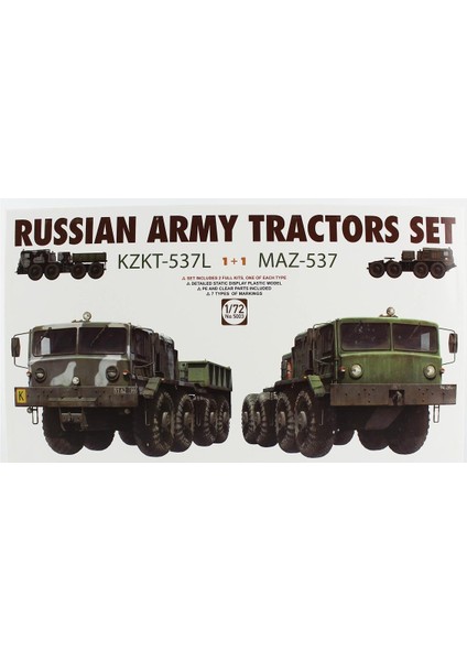5003 1/72 Ölçek, Rus Ordusu KZKT-537L ve MAZ-537 Çekici Seti, Plastik Model Kiti