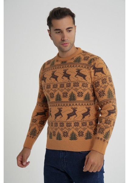 Erkek Bisiklet Yaka Jakarlı Geyikli Yün Yılbaşı Kazak TRIST-5360 indirimleri