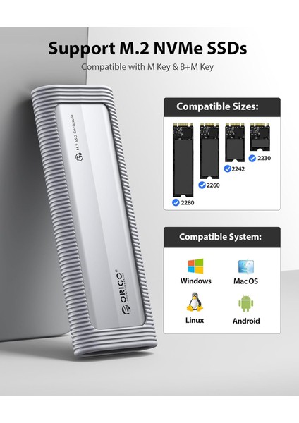 Axm2-G2 M.2 Nvme 10GBPS, 8tb Destekli,alüminyum, Silikon Kılıflı, Çift Başlıklı, Type-C Disk Kutusu