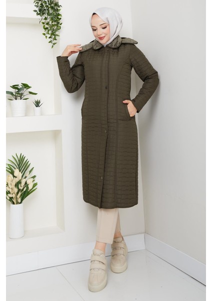 110CM Içi Velboalı Kapitone Mont