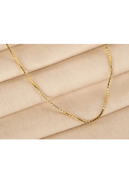 Altın Unisex Silindir Dorica Zincir Kolye