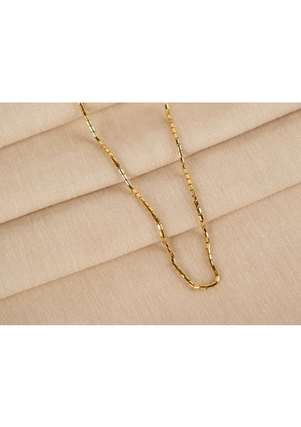 Altın Unisex Silindir Dorica Zincir Kolye modelleri
