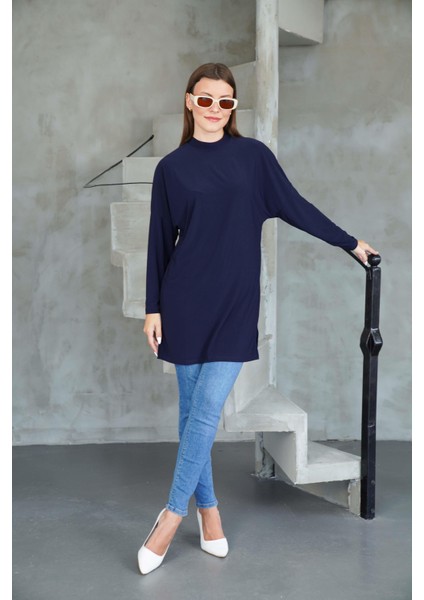 Tesettür Extra Uzun Tunik -Lacivert fiyatları