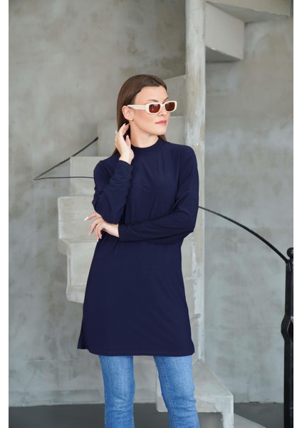 Tesettür Extra Uzun Tunik -Lacivert modelleri