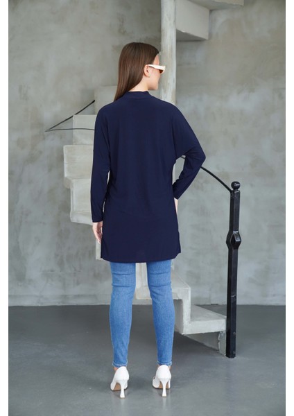 Tesettür Extra Uzun Tunik -Lacivert fırsatları