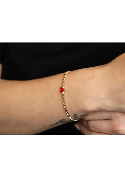 Lovely Altın Kırmızı Kalp Bileklik fiyatları