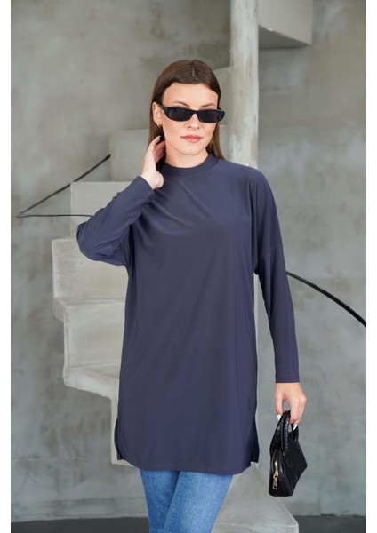 Tesettür Extra Uzun Tunik -Füme modelleri