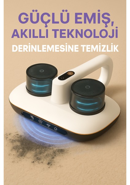 Sessiz ve Güçlü Emişli Küçük Şarjlı Uv Süpürge, Yatak, Halı ve Koltuklar Için Ideal