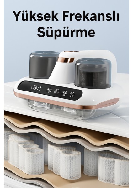 Sessiz ve Güçlü Emişli Küçük Şarjlı Uv Süpürge, Yatak, Halı ve Koltuklar Için Ideal