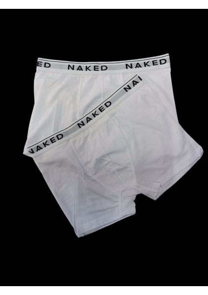 Erkek Likralı Yumuşak Kumaşlı Yazı Desenli Beyaz Erkek Boxer