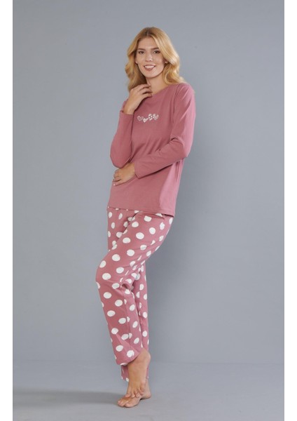 Kadın %100 Pamuk Uzun Kollu Pijama Takımı 09-271