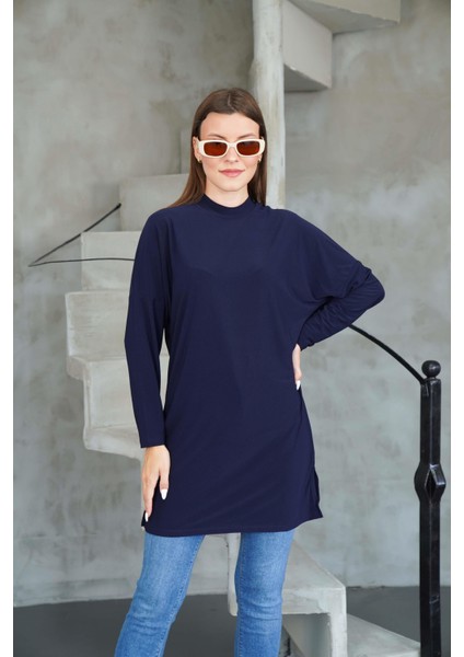 Tesettür Extra Uzun Tunik -Lacivert
