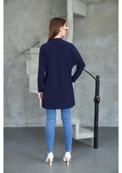 Tesettür Extra Uzun Tunik -Lacivert fırsatları