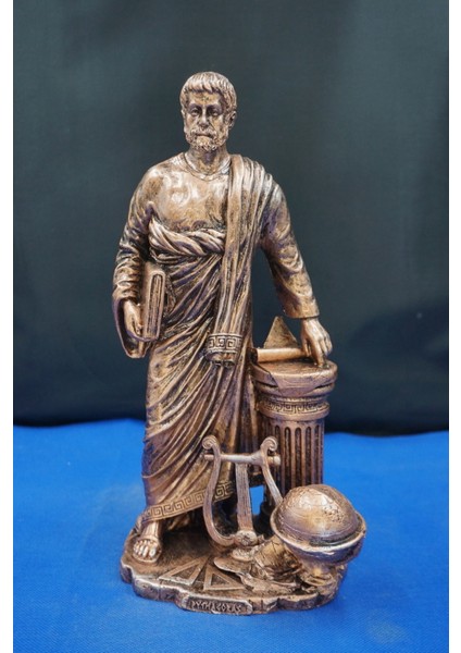 Pisagor Matematikçi & Filozof Heykeli – 31 cm Dekoratif Biblo, Ev & Ofis Aksesuarı Bakır