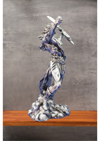 Zeus Heykel Biblo Mitolojik Tasarım - Ev Ofis Dekoratif Hediyelik Aksesuar (25 Cm) Gümüş fiyatları