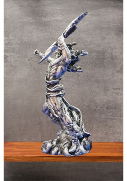 Zeus Heykel Biblo Mitolojik Tasarım - Ev Ofis Dekoratif Hediyelik Aksesuar (25 Cm) Gümüş fırsatları