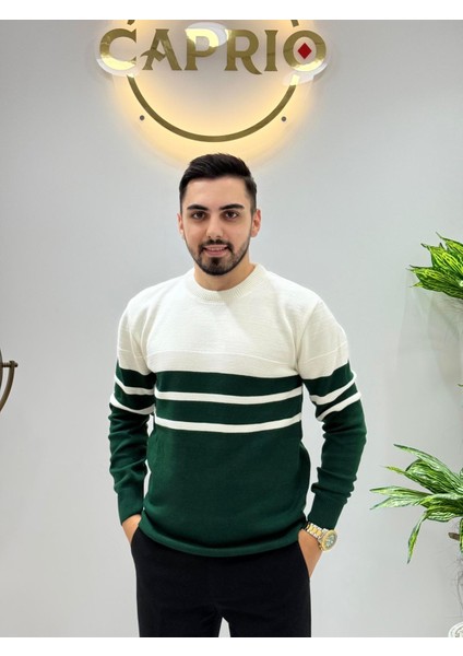 Erkek Yeni Sezon Bisiklet Yaka Akrilik Triko Kazak Regular Kalıp