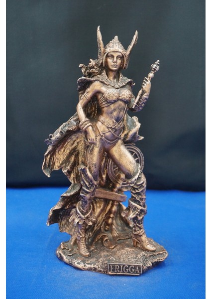 Frigga Tanrıca Heykeli - 25 cm Mitolojik Dekoratif Biblo, Ev & Ofis Aksesuarı Bakır