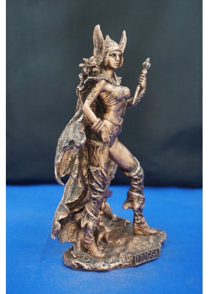 Frigga Tanrıca Heykeli - 25 cm Mitolojik Dekoratif Biblo, Ev & Ofis Aksesuarı Bakır