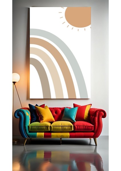 Bohem Gökkuşağı ve Güneş Ev Duvar Salon Güzellik Salonu Ofis Dükkan Dekarasyon Kanvas Tablo